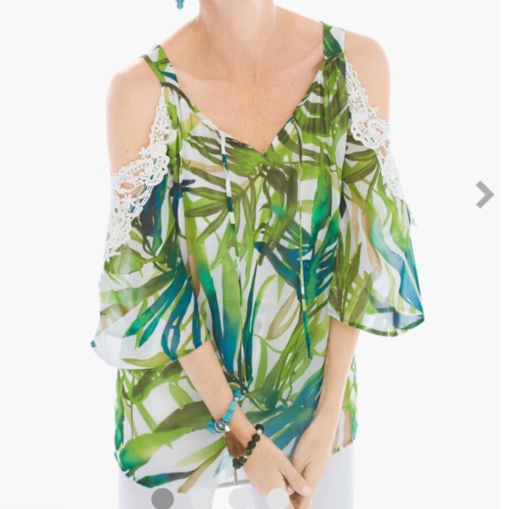 Chico’s Tropical Cold Shoulder Top